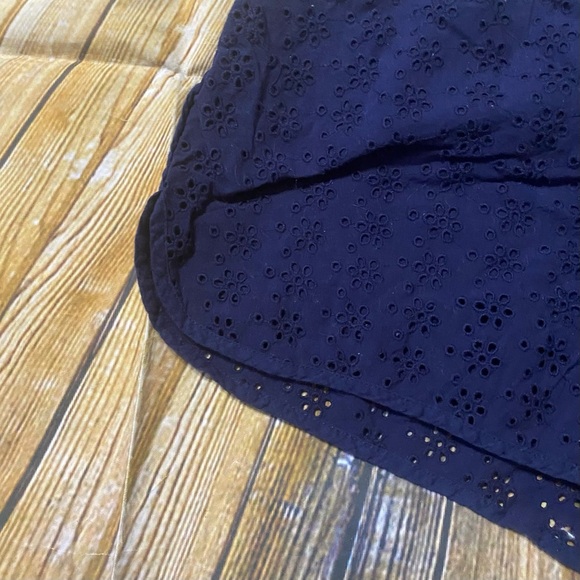 Aerie Blue Lace Floral Laser Cut Lined Cotton Pull On Shorts - Picture 3 of 5